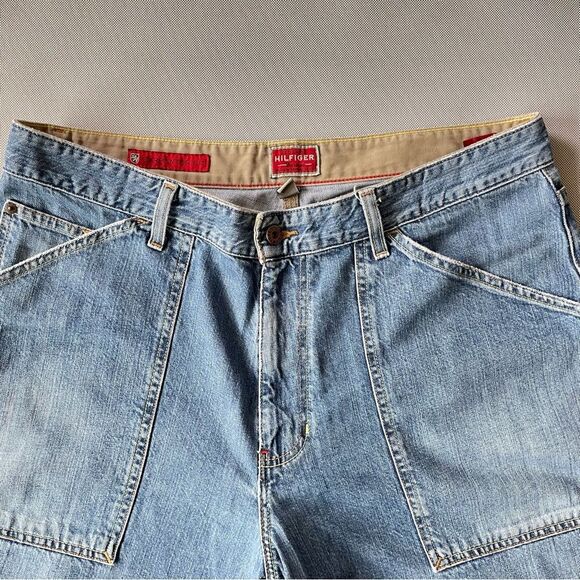 Y2K Baggy Tommy Hilfiger Red Label Carpenter Cut Denim Jeans Men’s Size 36 Waist - Picture 10 of 10